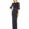 Sequined Elbow Sleeve Gown -Women's Skirt 93790 Midnight AB