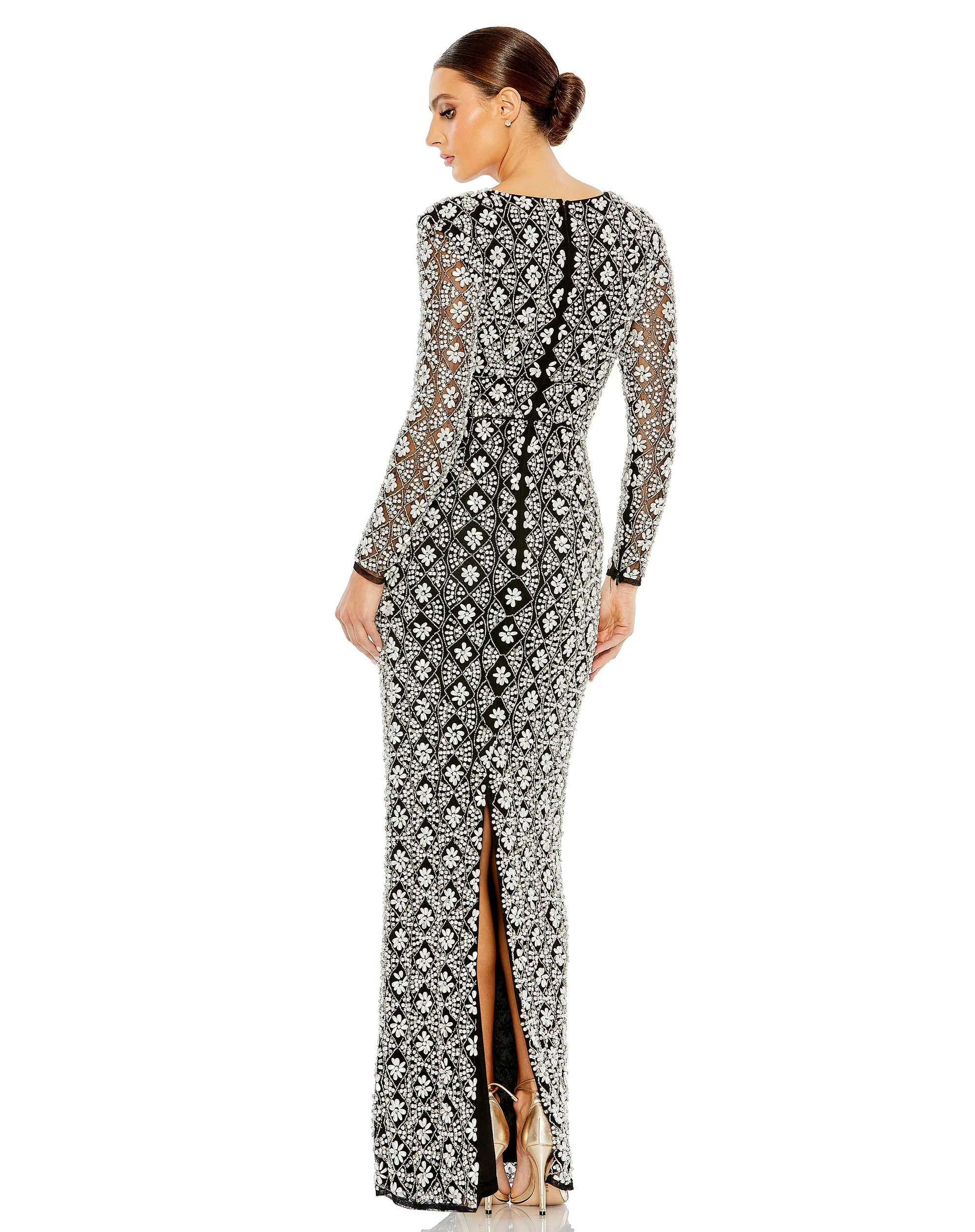 Fully Beaded Long Sleeve Column Gown 4 Fully Beaded Long Sleeve Column Gown - Image 2