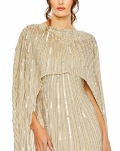 Embellished Column Cape Gown 13 Embellished Column Cape Gown -Women's Skirt 93869 Champagne CL