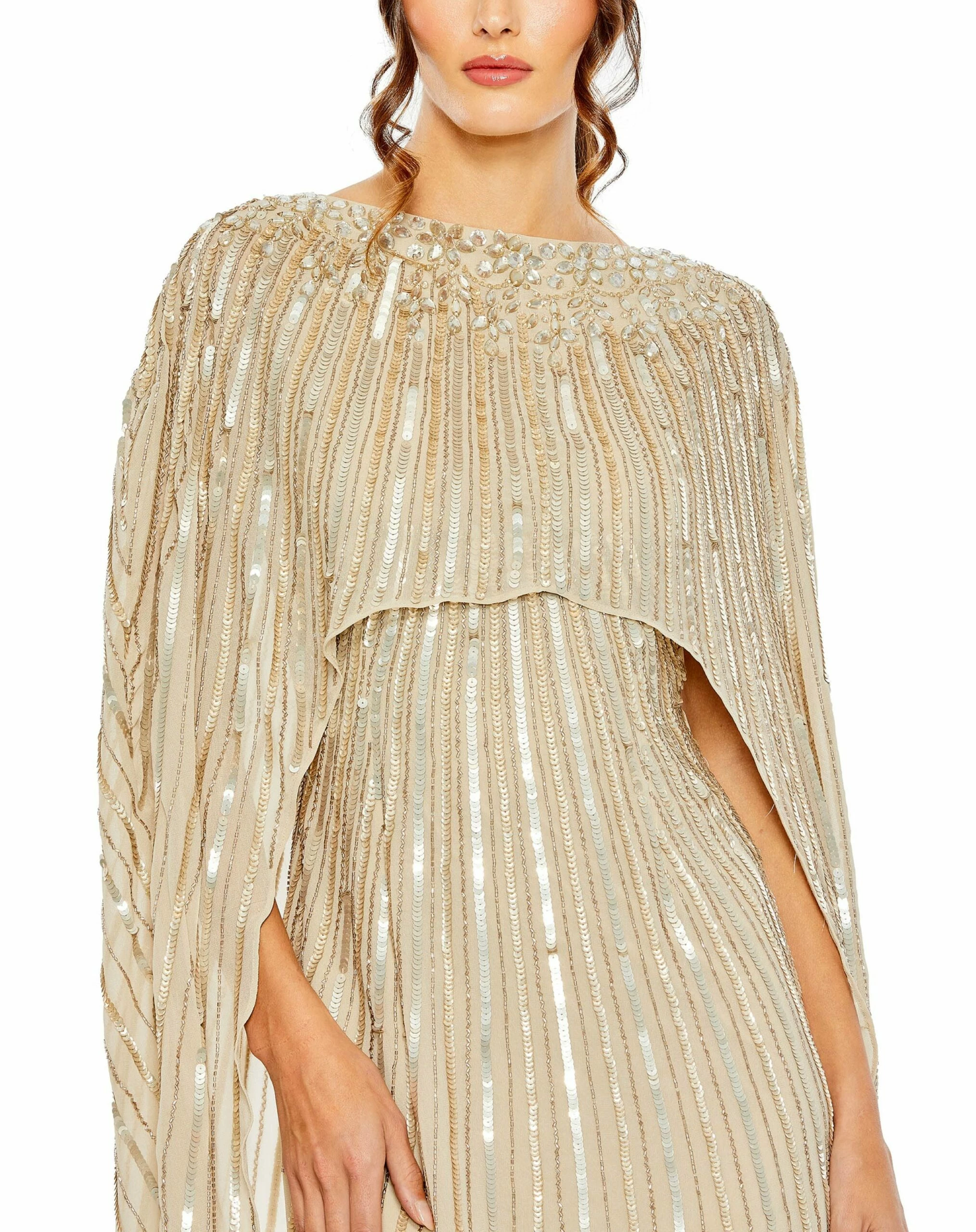 Embellished Column Cape Gown 8 Embellished Column Cape Gown - Image 6