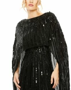 Embellished Column Cape Gown 10 Embellished Column Cape Gown -Women's Skirt 93869 BLK 3 WS