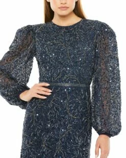 Sheer Long Sleeve Beaded Gown -Women's Skirt 93902 MID 3 WS