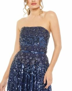 Strapless Hand Embellished Beaded A Line Gown -Women's Skirt 93915 Twilight CL
