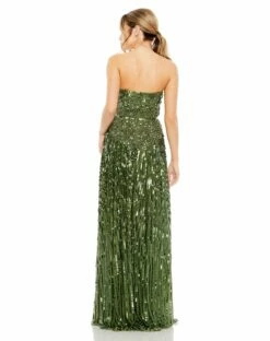 Strapless Hand Embellished Beaded A Line Gown -Women's Skirt 93915 EME 2 WS