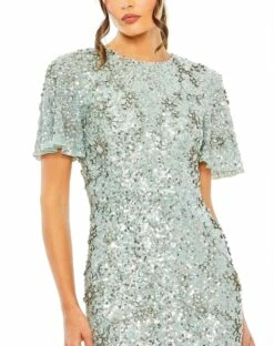 Flutter SLeeve Sequin High Neck Dress -Women's Skirt 93932 FBU 3 WS