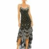 Hand Embellished Scallop Detailed High Low Hem Gown -Women's Skirt 93962 BLK Default 1 WS