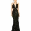 Cut Out Halter Tie Back Sequin Gown -Women's Skirt 93977 BLK Default 1 WS