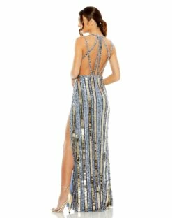 Halter Neck Embellished Detailed Back Gown -Women's Skirt 93981 ING 2 WS