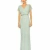 Short Sleeve Beaded V-Neck Gown -Women's Skirt 93994 SAG Default 1 WS