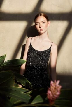 Embellished Scoop Neck Tiered Gown -Women's Skirt lifestyle 10883 black 1