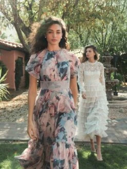 Floral Chiffon High Neck Flutter Sleeve Dress -Women's Skirt lifestyle 11400 bluemulti 4