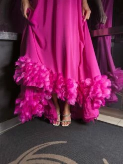 Strapless Flare Feather Hem Gown -Women's Skirt lifestyle 13001 fuchsia 2