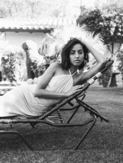 Halter Neck Rouched Side Front Slit Gown -Women's Skirt lifestyle 27122 marigold 2