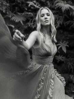 Pleated Sleeveless Flowy Gown -Women's Skirt lifestyle 49533 red 2