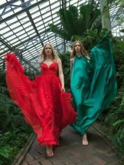 Pleated Sleeveless Flowy Gown -Women's Skirt lifestyle 49533 red 4