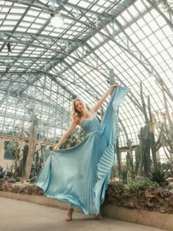 Slim Strap Surplice Top Pleated Dress -Women's Skirt lifestyle 49715 frenchblue 1