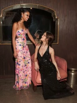 Sleeveless Faux Wrap Sequin Embellished Cut Out Back 18 Sleeveless Faux Wrap Sequin Embellished Cut Out Back -Women's Skirt lifestyle 5390 black 3