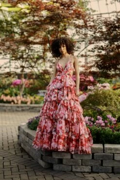 Pointed Chiffon Cut Out Ballgown -Women's Skirt lifestyle 67985 pinkmulti 1