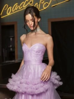 Strapless Ruffle Tulle Tiered Gown -Women's Skirt lifestyle 68490 orchid 2