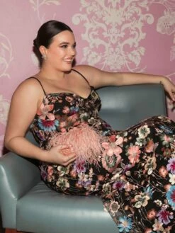 Floral Embroidered Corset Mesh Gown -Women's Skirt lifestyle 68531 blackmulti 2